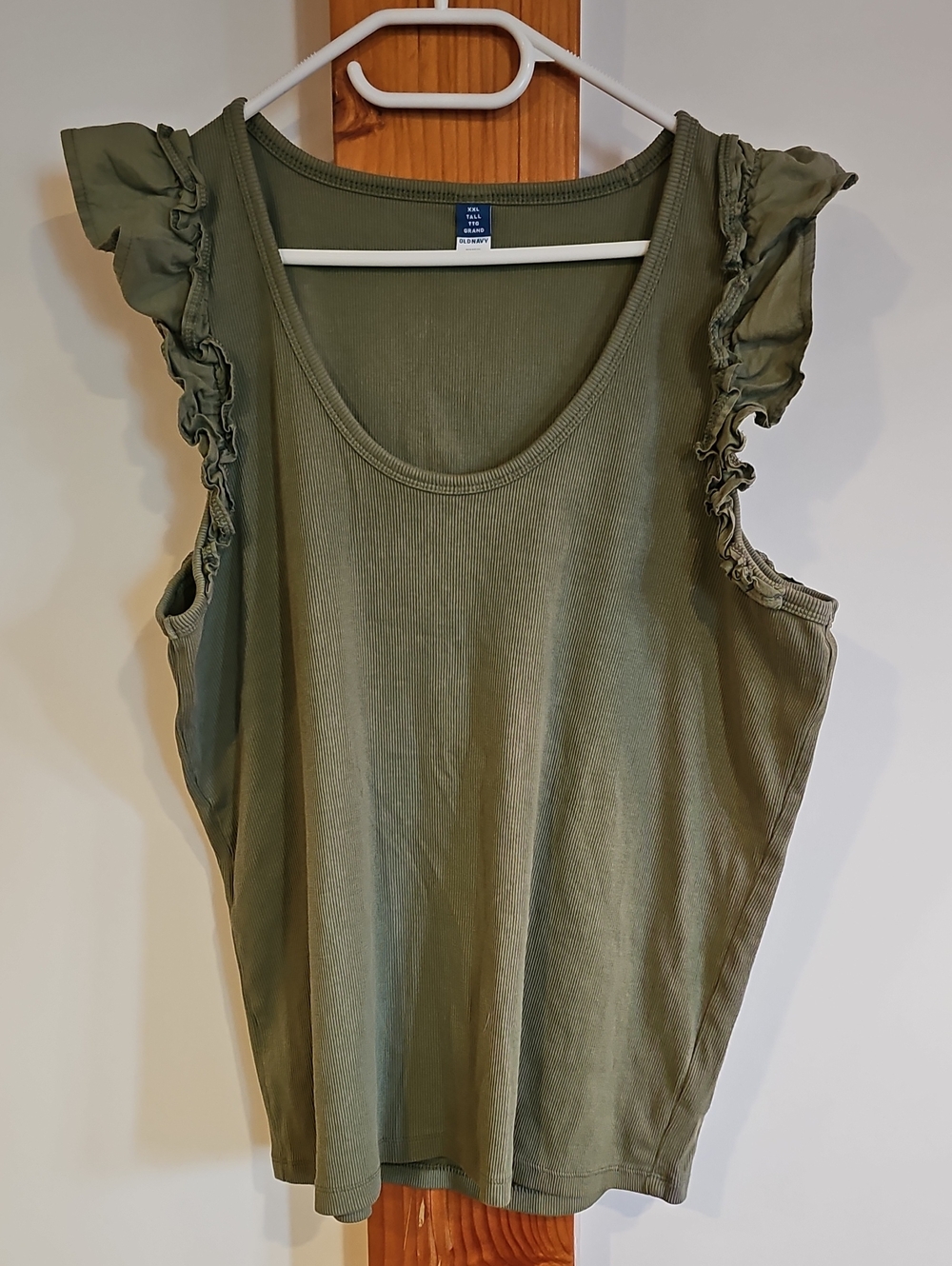 Old Navy Olive Green Ruffle Sleeve Tank Top